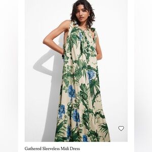 & Other Stories Gathered Sleeveless Midi Dress - Size 12